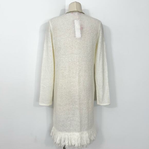 Lilly Pulitzer Yana Long Cardigan Sweater Open-Front Fringe in Coconut L NWT - Picture 5 of 10